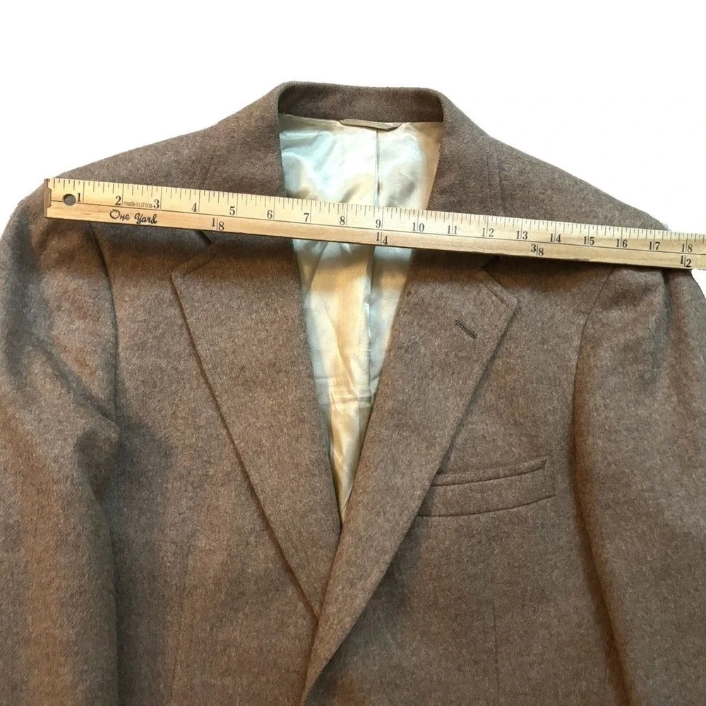 Vtg Chaps Ralph Lauren Camel Wool Flannel Sport Coat Men 40R Brown Cashmere USA